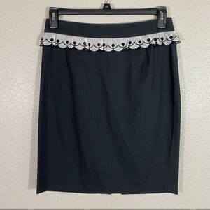 Blumarine New Black White Eyelet Ruffle Pencil Skirt 44 Italy